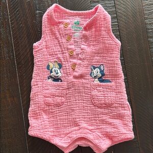 Disney Baby Pink Button-Up Romper